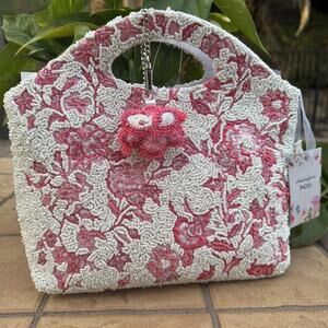 Viral BNWT Made Handcrafted Floral India Beaded Clutch Bag Statement Piece